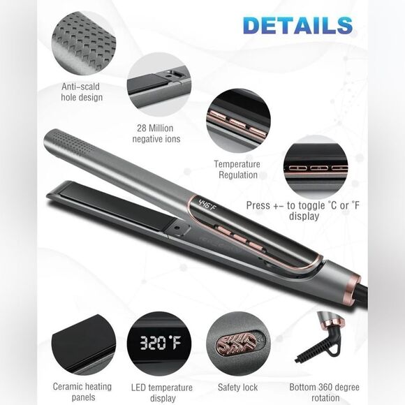 2 In 1 Hair Straightener Flat Iron Curler Waver With Negative Ion Stylin… - Picture 2 of 11